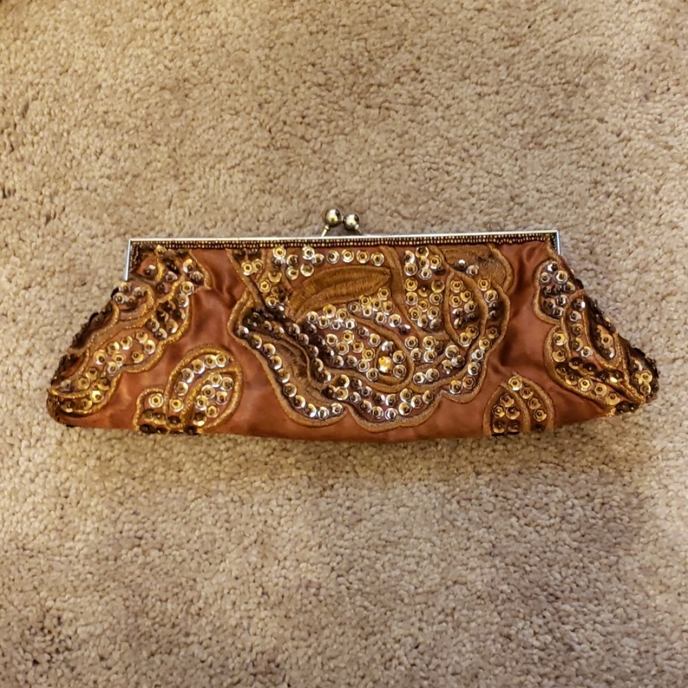 Bronze Beaded Clutch